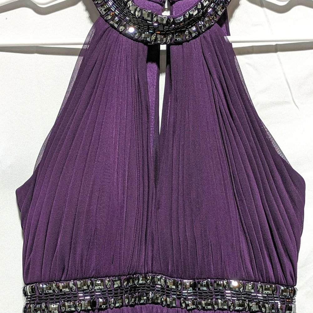 Cache Size 0 Purple Evening Gown With Beaded Coll… - image 1